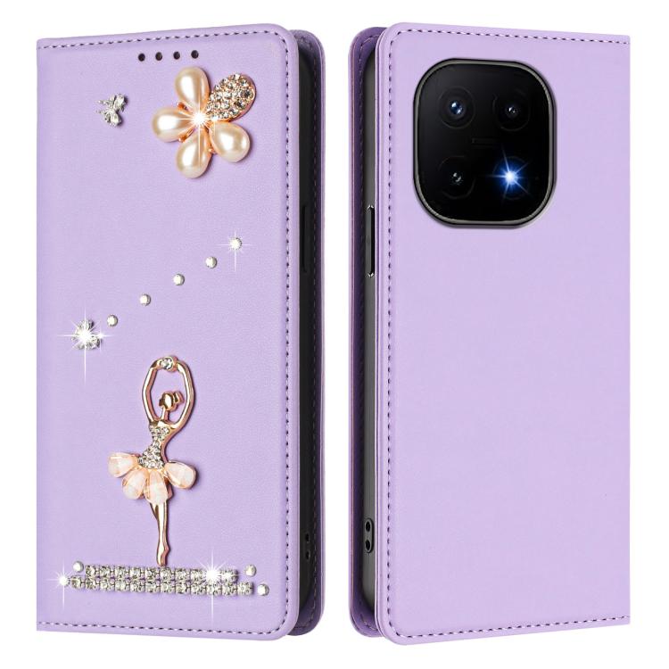 For vivo iQOO 15 Ballet Girl Diamond Studded RFID Vegan Leather Phone Case