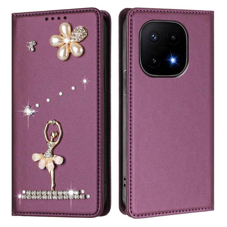 For vivo iQOO 15 Ballet Girl Diamond Studded RFID Vegan Leather Phone Case