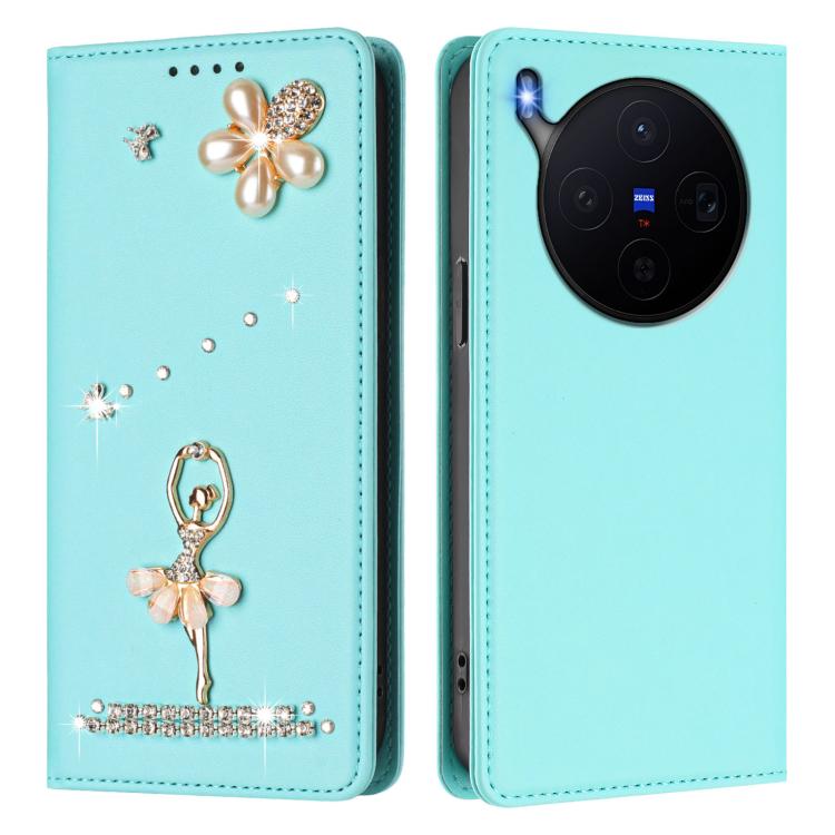 For vivo X300 Ballet Girl Diamond Studded RFID Vegan Leather Phone Case