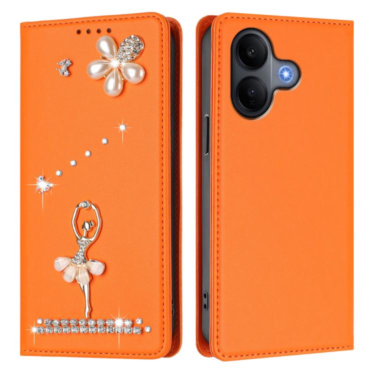 For vivo V60 Lite 5G Global Ballet Girl Diamond Studded RFID Vegan Leather Phone Case
