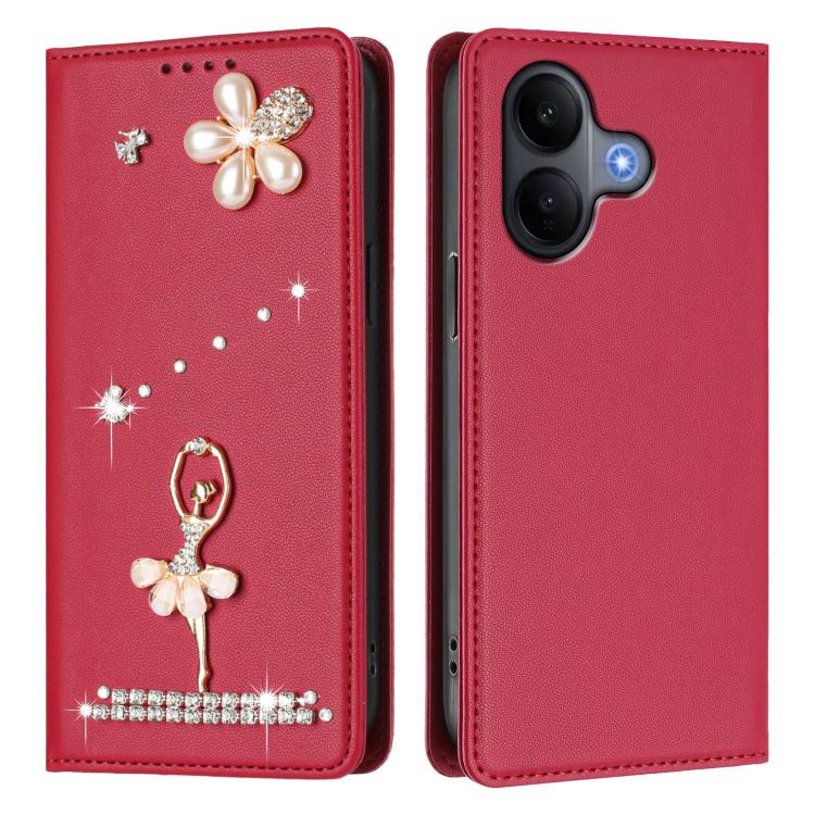 For vivo V60 Lite 5G Global Ballet Girl Diamond Studded RFID Vegan Leather Phone Case