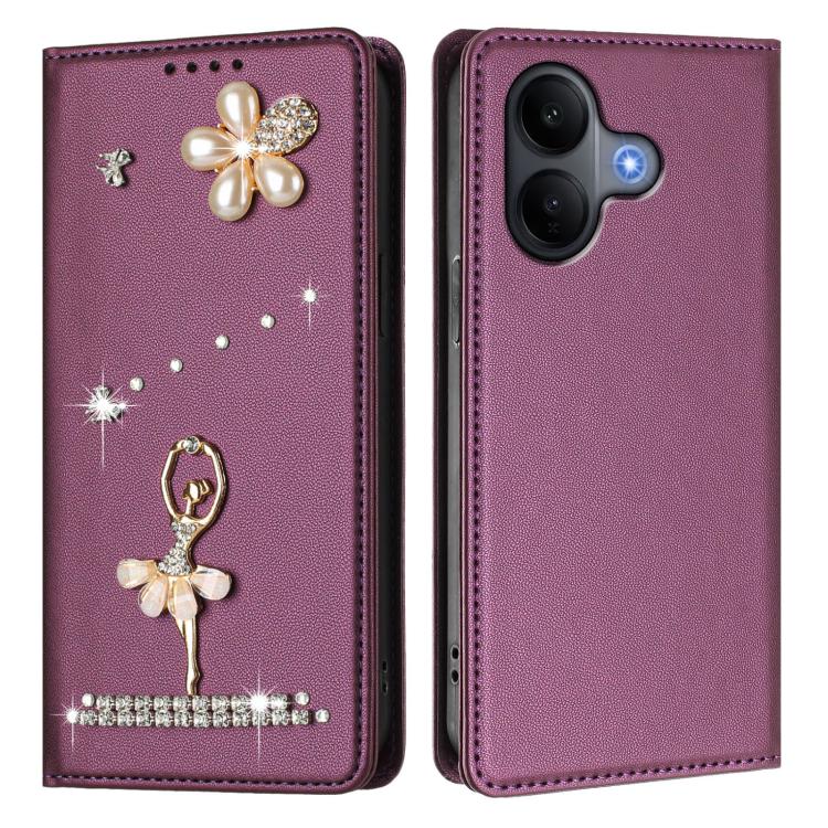 For vivo V60 Lite 5G Global Ballet Girl Diamond Studded RFID Vegan Leather Phone Case