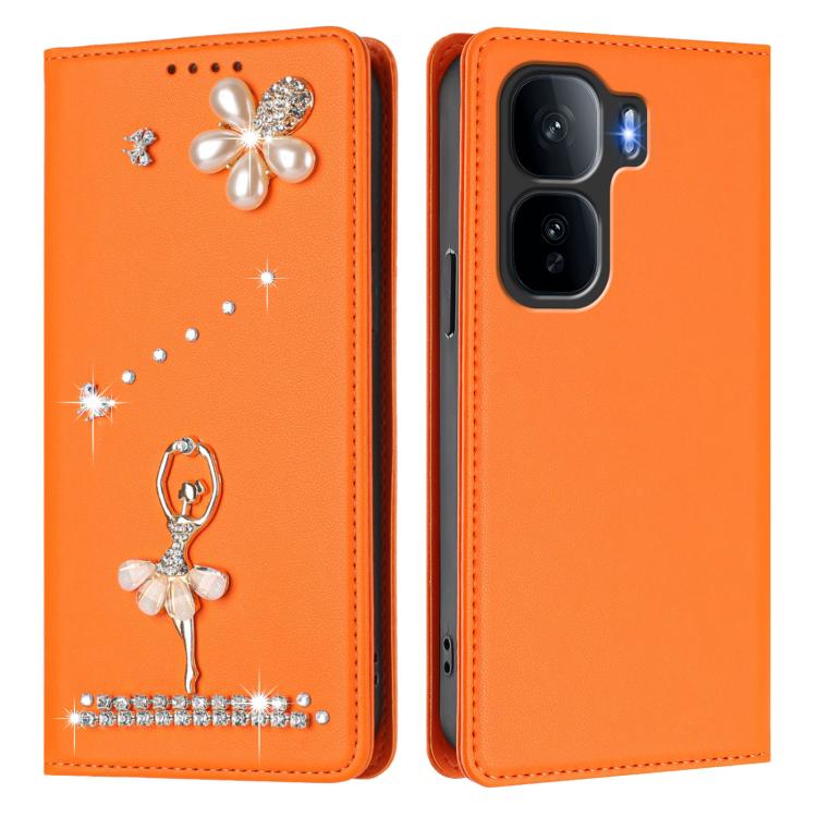 For vivo iQOO Neo 10+ 5G Ballet Girl Diamond Studded RFID Vegan Leather Phone Case