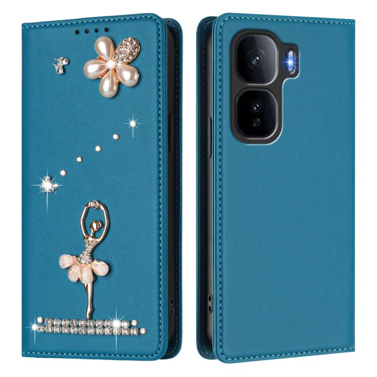 For vivo iQOO Neo 10+ 5G Ballet Girl Diamond Studded RFID Vegan Leather Phone Case