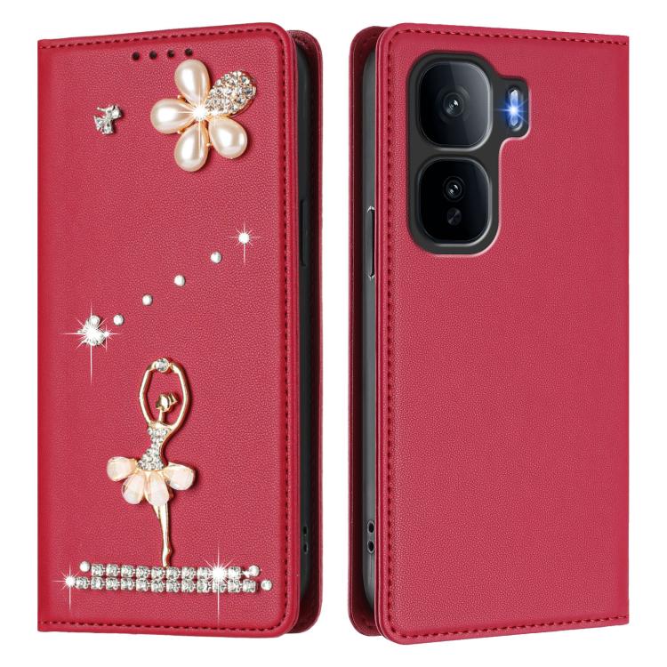 For vivo iQOO Neo 10+ 5G Ballet Girl Diamond Studded RFID Vegan Leather Phone Case