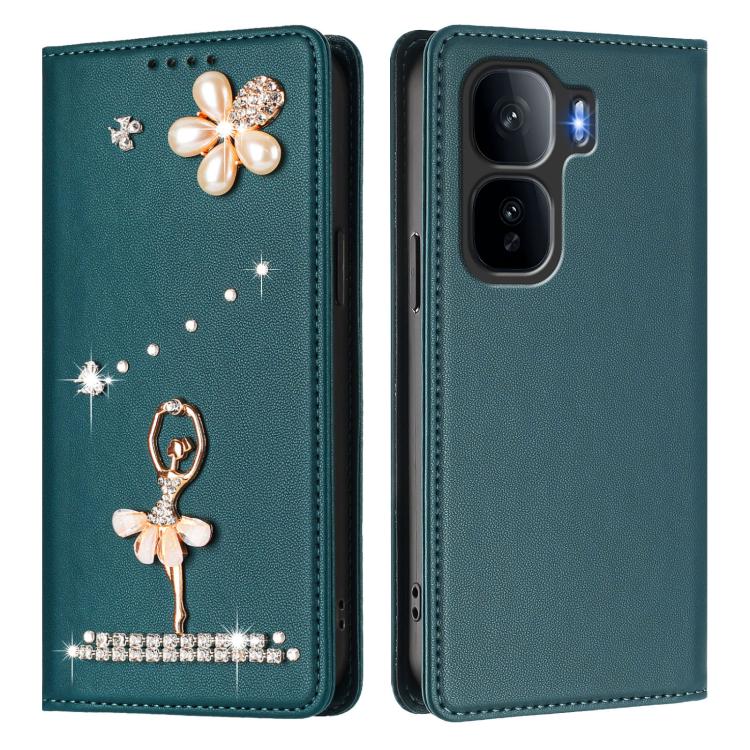 For vivo iQOO Neo 10+ 5G Ballet Girl Diamond Studded RFID Vegan Leather Phone Case