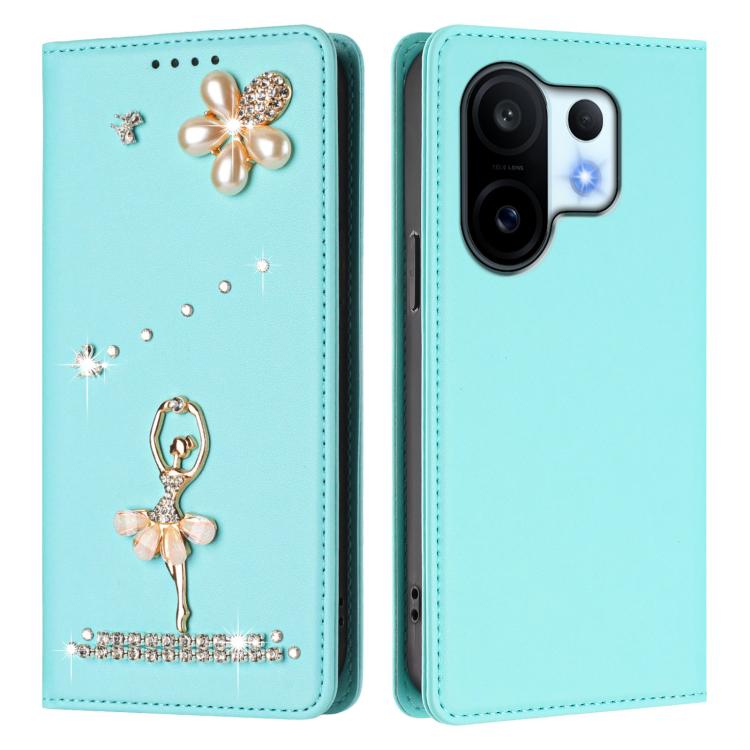 For vivo X200 FE Ballet Girl Diamond Studded RFID Vegan Leather Phone Case