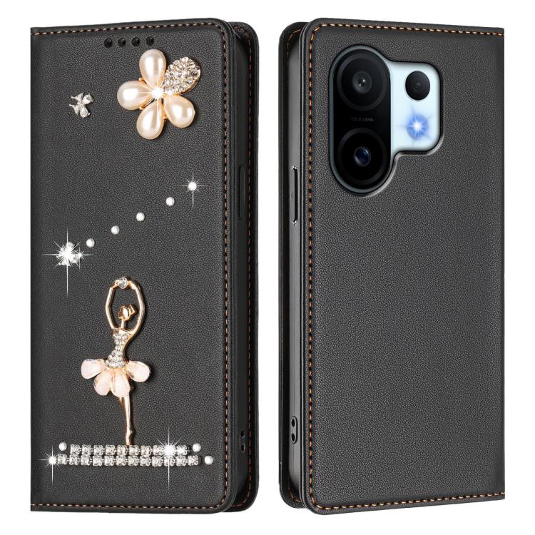 For vivo X200 FE Ballet Girl Diamond Studded RFID Vegan Leather Phone Case