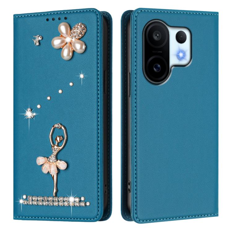 For vivo X200 FE Ballet Girl Diamond Studded RFID Vegan Leather Phone Case