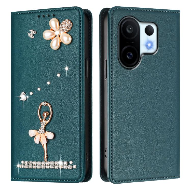 For vivo X200 FE Ballet Girl Diamond Studded RFID Vegan Leather Phone Case
