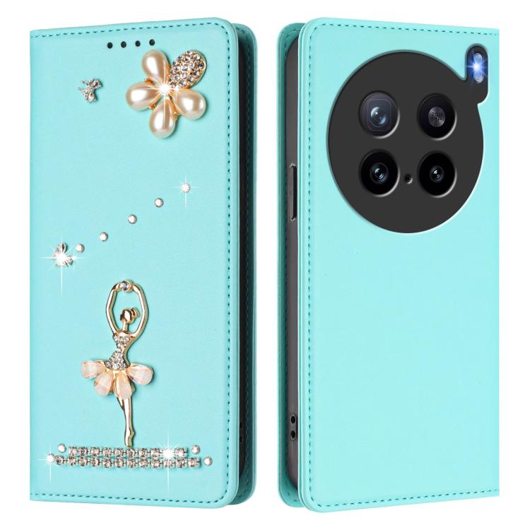 For vivo X200s Ballet Girl Diamond Studded RFID Vegan Leather Phone Case