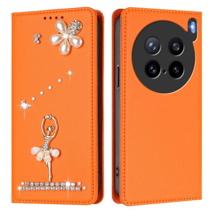 For vivo X200s Ballet Girl Diamond Studded RFID Vegan Leather Phone Case