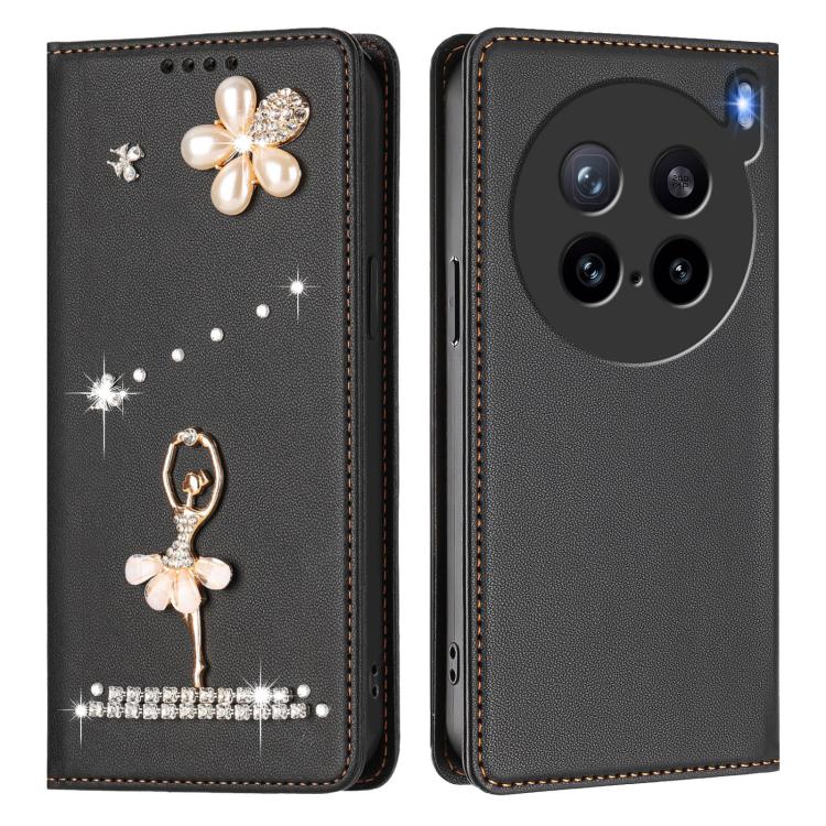 For vivo X200s Ballet Girl Diamond Studded RFID Vegan Leather Phone Case