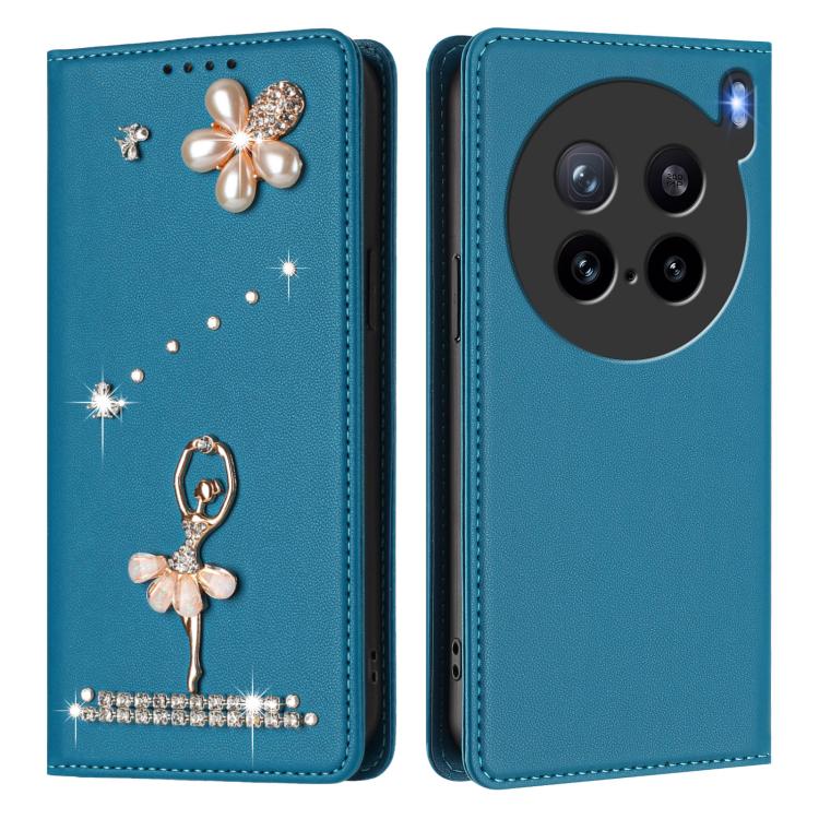 For vivo X200s Ballet Girl Diamond Studded RFID Vegan Leather Phone Case