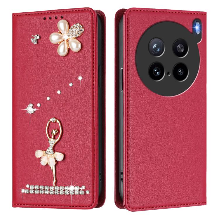 For vivo X200s Ballet Girl Diamond Studded RFID Vegan Leather Phone Case