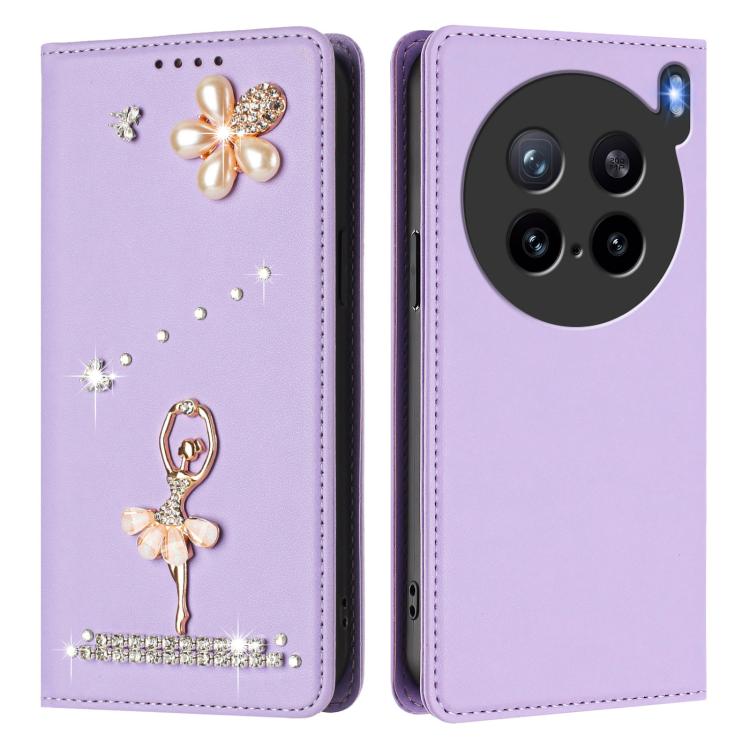 For vivo X200s Ballet Girl Diamond Studded RFID Vegan Leather Phone Case