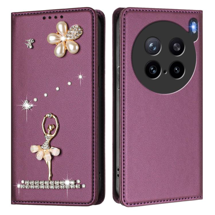 For vivo X200s Ballet Girl Diamond Studded RFID Vegan Leather Phone Case