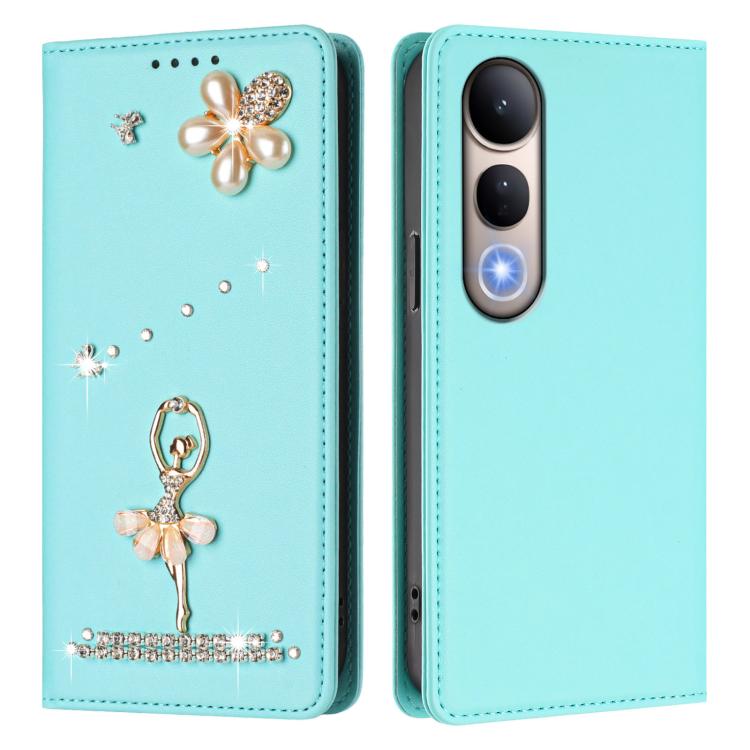 For vivo V50 Lite 5G Global/V50 Lite 4G Ballet Girl Diamond Studded RFID Vegan Leather Phone Case