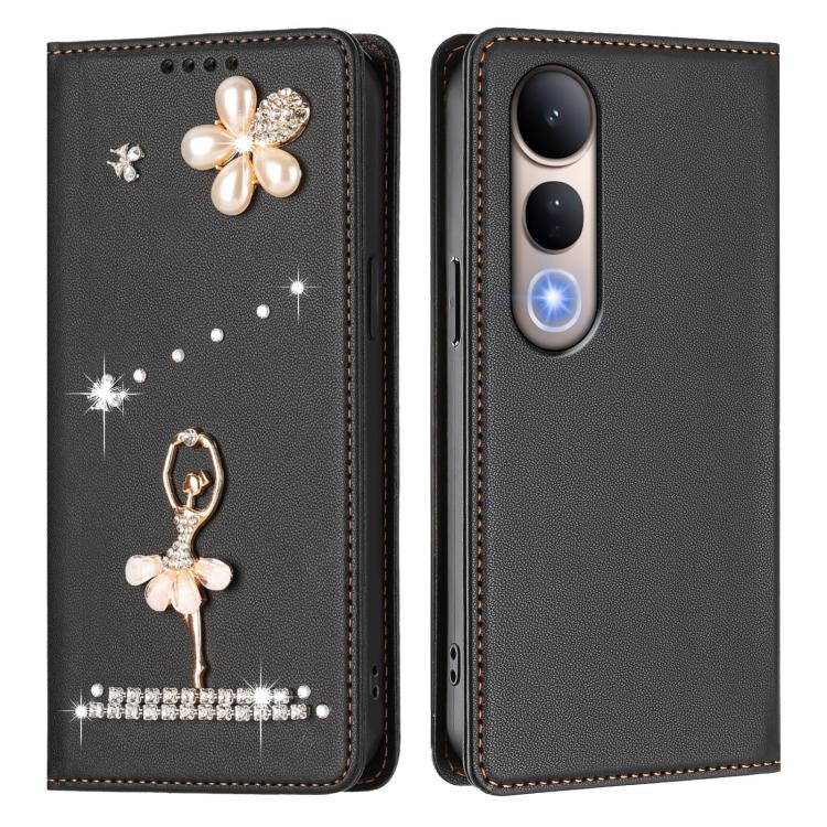 For vivo V50 Lite 5G Global/V50 Lite 4G Ballet Girl Diamond Studded RFID Vegan Leather Phone Case
