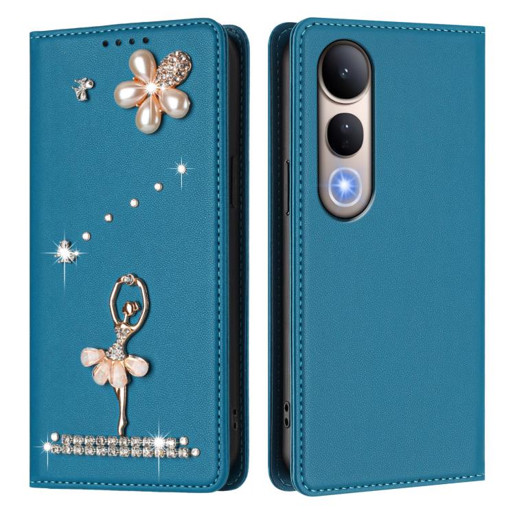 For vivo V50 Lite 5G Global/V50 Lite 4G Ballet Girl Diamond Studded RFID Vegan Leather Phone Case