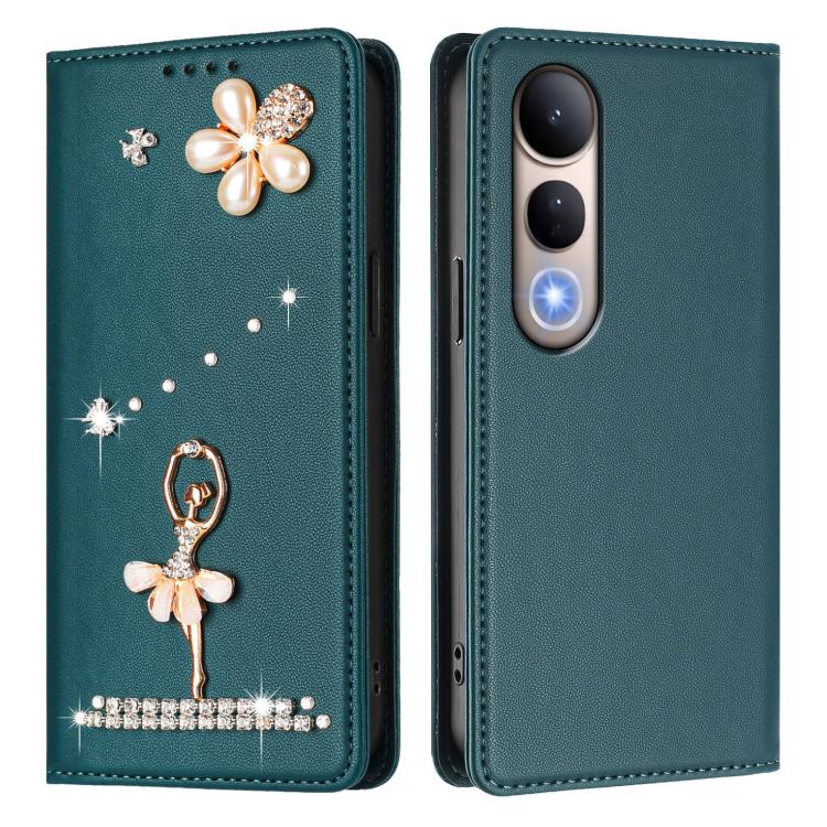 For vivo V50 Lite 5G Global/V50 Lite 4G Ballet Girl Diamond Studded RFID Vegan Leather Phone Case