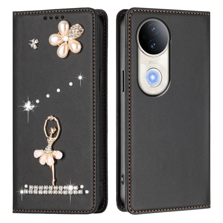 For vivo S20 Ballet Girl Diamond Studded RFID Vegan Leather Phone Case