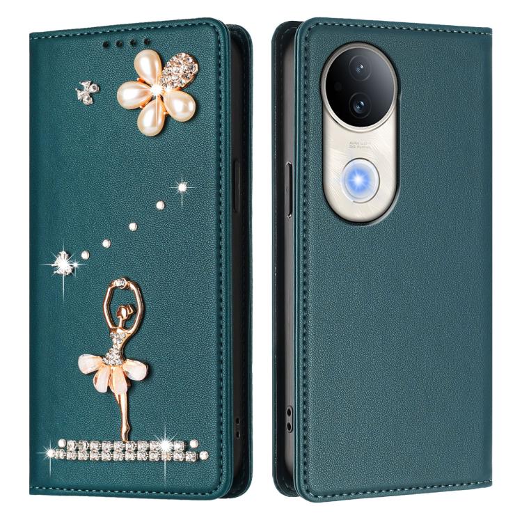 For vivo S20 Ballet Girl Diamond Studded RFID Vegan Leather Phone Case