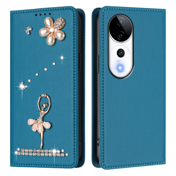 For vivo V40 5G Global/V40 Pro 5G Global Ballet Girl Diamond Studded RFID Vegan Leather Phone Case