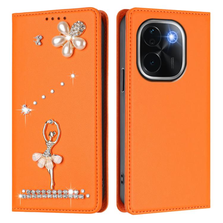 For vivo iQOO Z9s Pro 5G India Ballet Girl Diamond Studded RFID Vegan Leather Phone Case