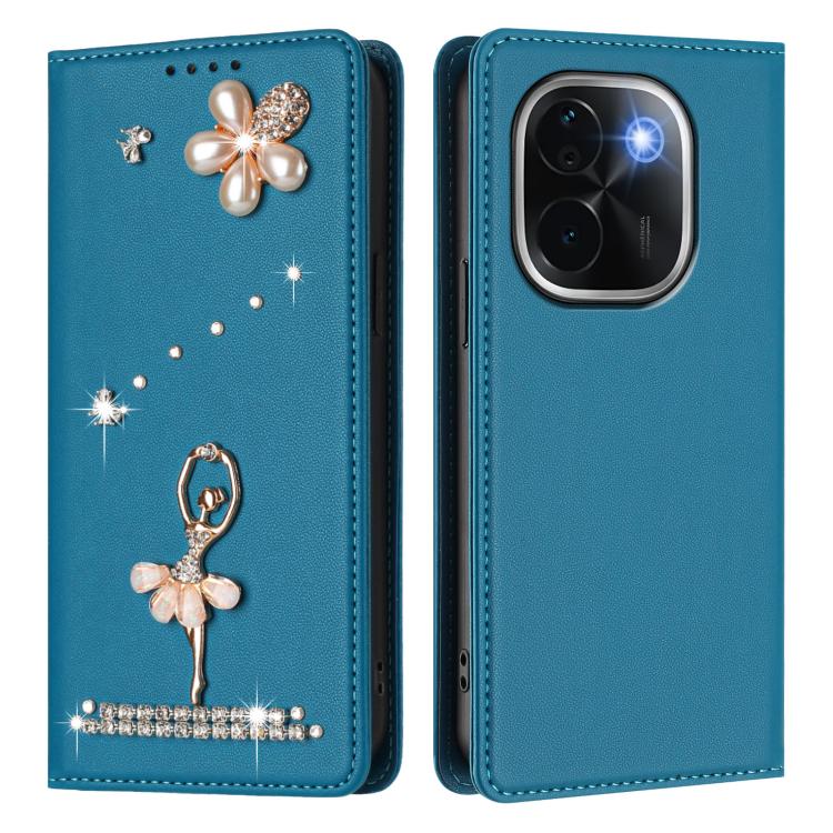 For vivo iQOO Z9s Pro 5G India Ballet Girl Diamond Studded RFID Vegan Leather Phone Case