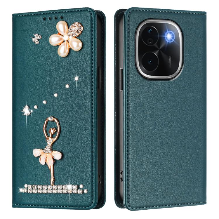 For vivo iQOO Z9s Pro 5G India Ballet Girl Diamond Studded RFID Vegan Leather Phone Case