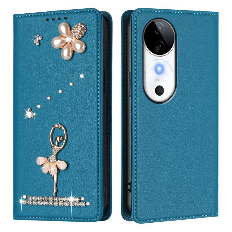 For vivo S19 Ballet Girl Diamond Studded RFID Vegan Leather Phone Case