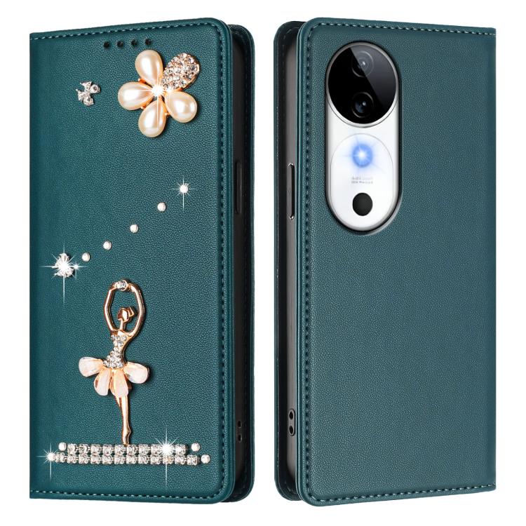 For vivo S19 Ballet Girl Diamond Studded RFID Vegan Leather Phone Case