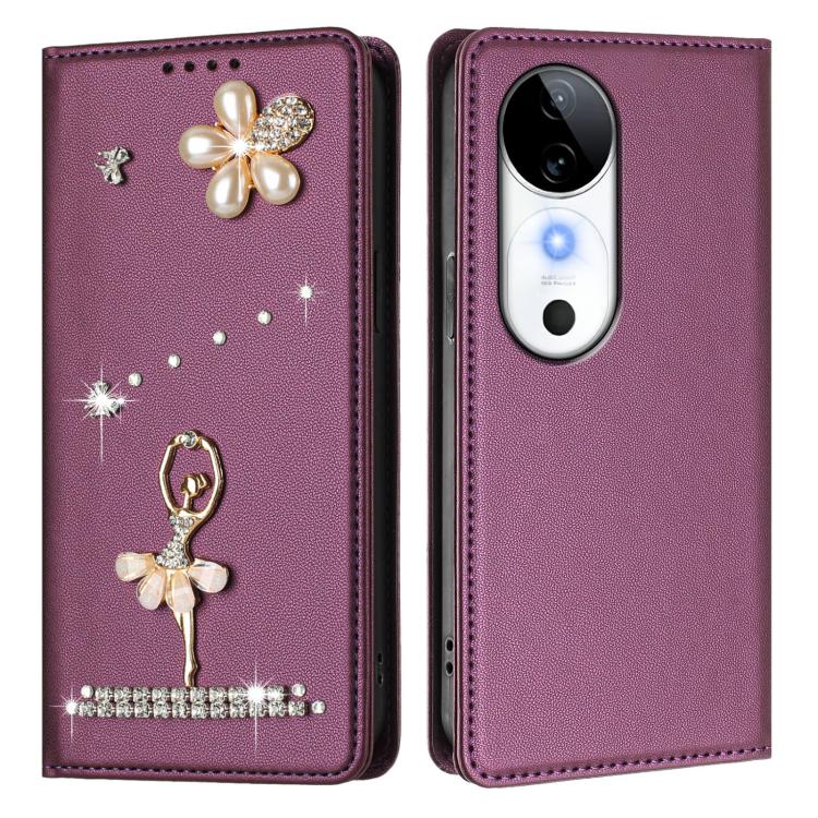 For vivo S19 Ballet Girl Diamond Studded RFID Vegan Leather Phone Case