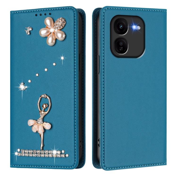 For vivo iQOO Z9X Ballet Girl Diamond Studded RFID Vegan Leather Phone Case