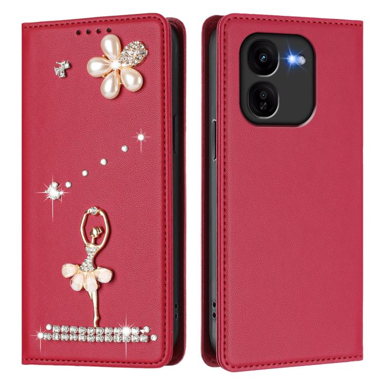 For vivo iQOO Z9X Ballet Girl Diamond Studded RFID Vegan Leather Phone Case