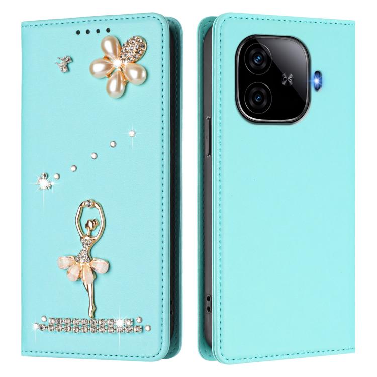 For vivo iQOO Z9 / Z9 Turbo Ballet Girl Diamond Studded RFID Vegan Leather Phone Case