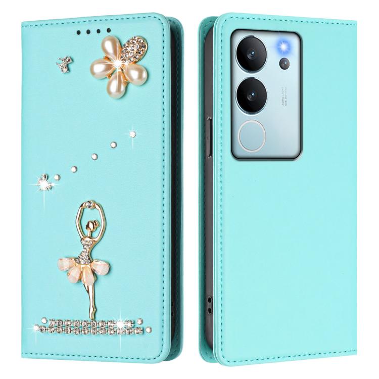 For vivo V29e 5G Global/Y200 5G Global Ballet Girl Diamond Studded RFID Vegan Leather Phone Case