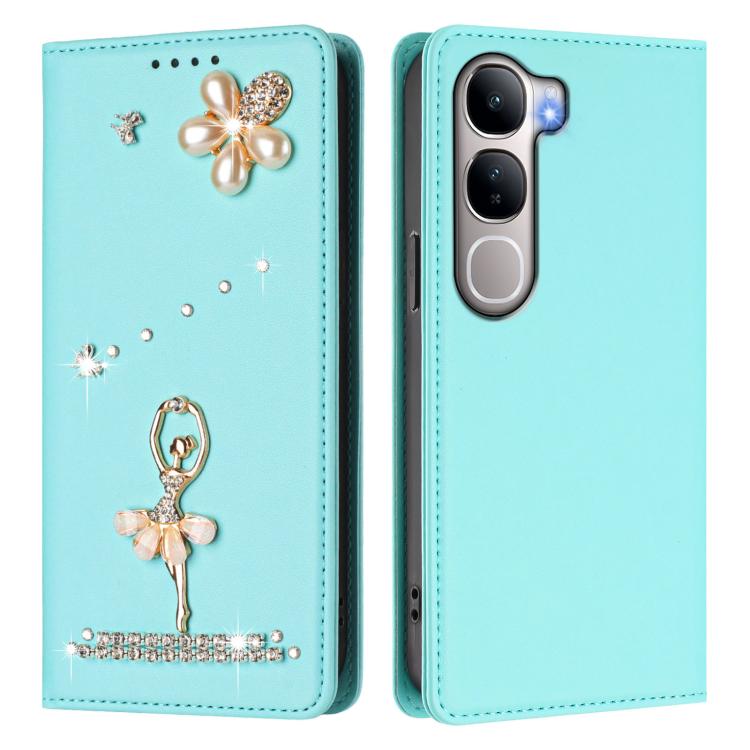 For vivo Y31 5G Global Ballet Girl Diamond Studded RFID Vegan Leather Phone Case