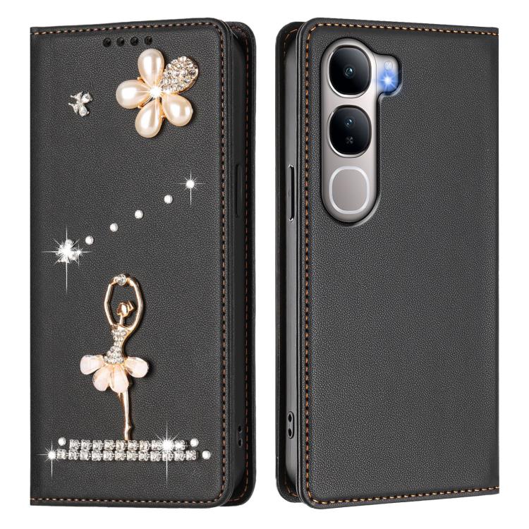 For vivo Y31 5G Global Ballet Girl Diamond Studded RFID Vegan Leather Phone Case