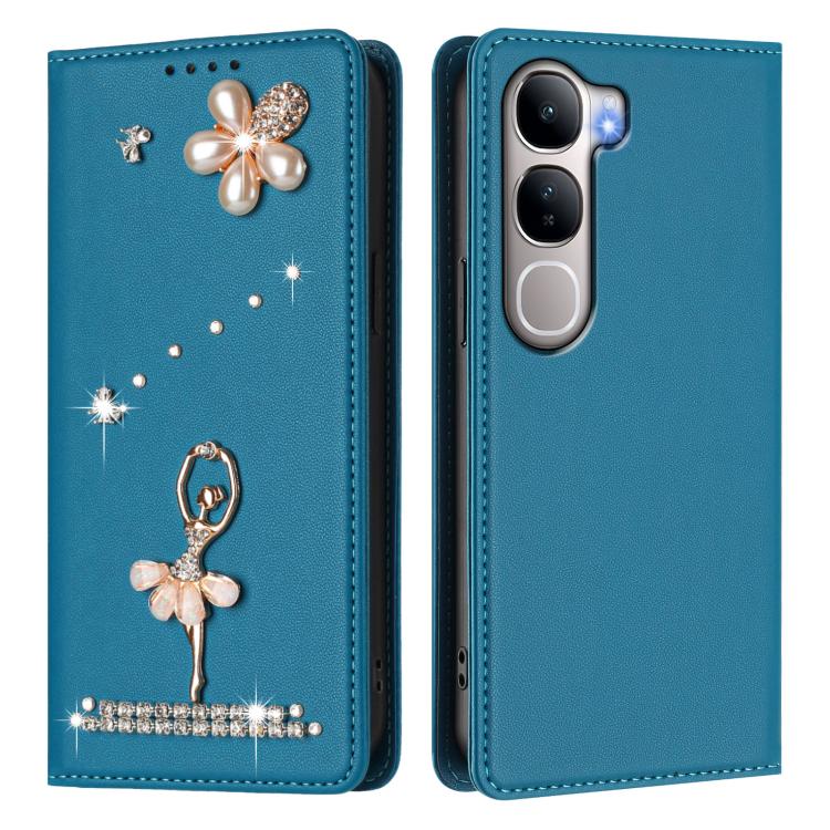 For vivo Y31 5G Global Ballet Girl Diamond Studded RFID Vegan Leather Phone Case