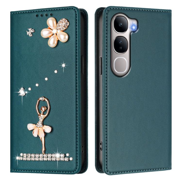 For vivo Y31 5G Global Ballet Girl Diamond Studded RFID Vegan Leather Phone Case