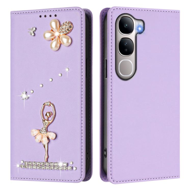For vivo Y31 5G Global Ballet Girl Diamond Studded RFID Vegan Leather Phone Case