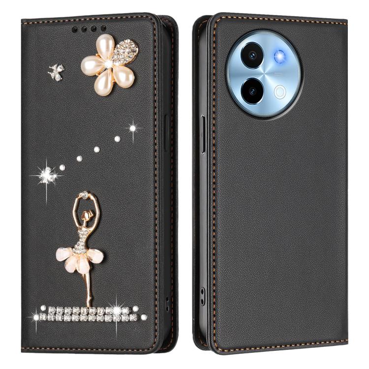 For vivo Y38 5G Global Ballet Girl Diamond Studded RFID Vegan Leather Phone Case