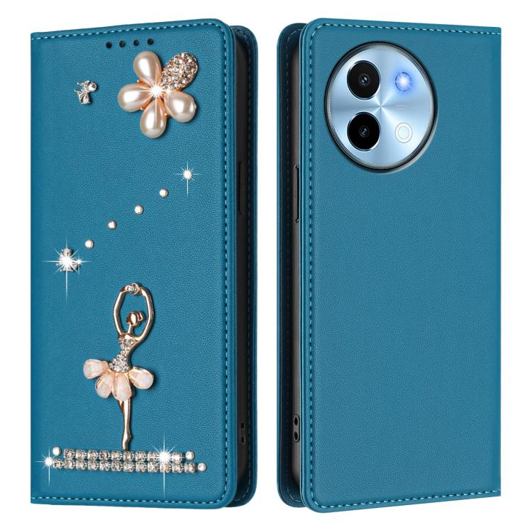 For vivo Y38 5G Global Ballet Girl Diamond Studded RFID Vegan Leather Phone Case