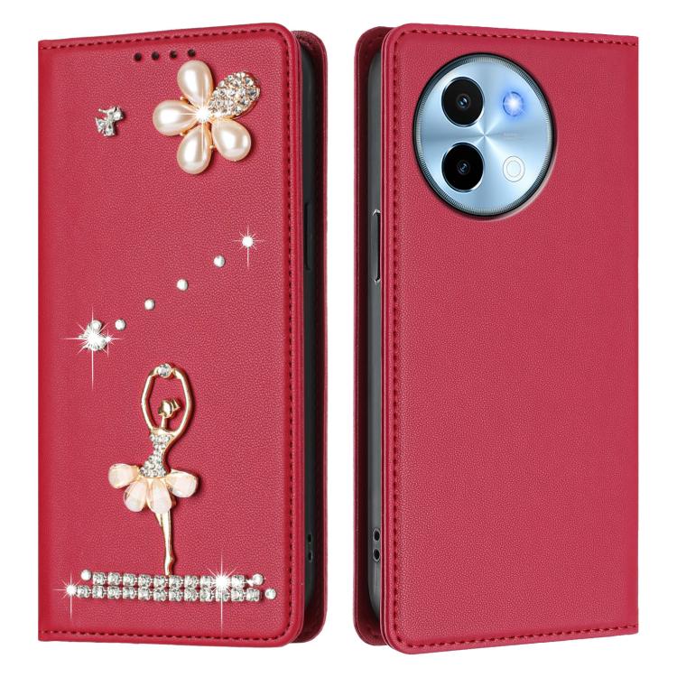 For vivo Y38 5G Global Ballet Girl Diamond Studded RFID Vegan Leather Phone Case