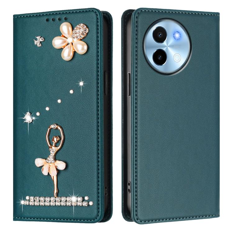For vivo Y38 5G Global Ballet Girl Diamond Studded RFID Vegan Leather Phone Case