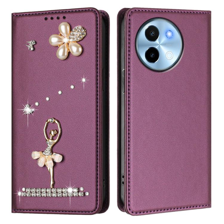 For vivo Y38 5G Global Ballet Girl Diamond Studded RFID Vegan Leather Phone Case