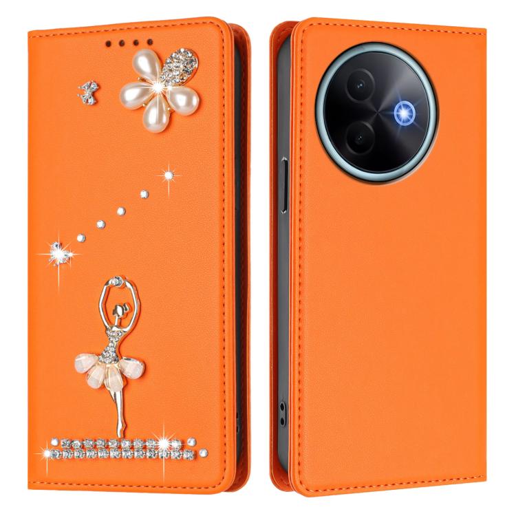 For vivo Y39 5G Global Ballet Girl Diamond Studded RFID Vegan Leather Phone Case