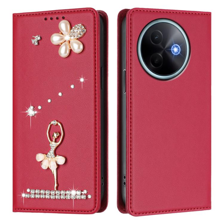 For vivo Y39 5G Global Ballet Girl Diamond Studded RFID Vegan Leather Phone Case